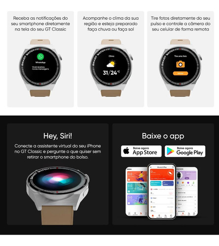 Relógio Smartwatch Touch 1,28 Ip67 Gt Classic Bege Goldentec