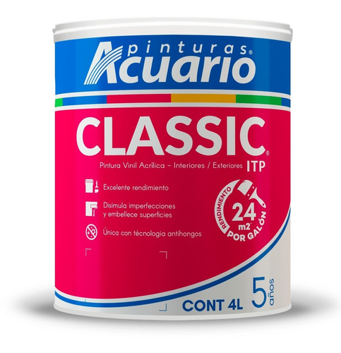 Pintura Classic Color Rojo Óxido Acuario 4 Lt Va41340