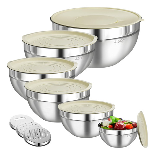 Mixing Bowls With Lids Set, 6 Pcs Stainless Steel Mixing Cci