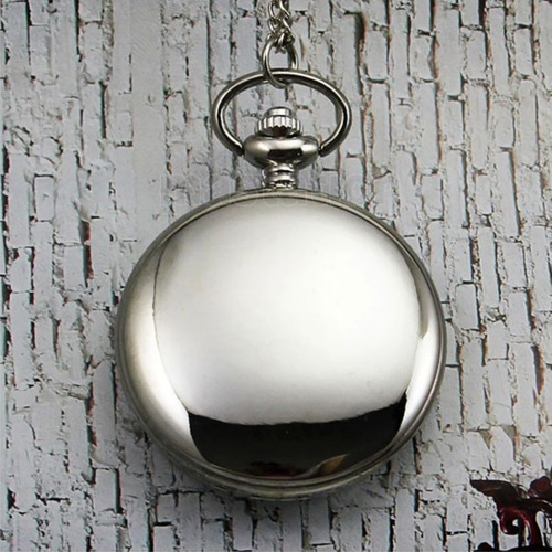 Reloj De Bolsillo Vintage Plateado Con Cadenilla