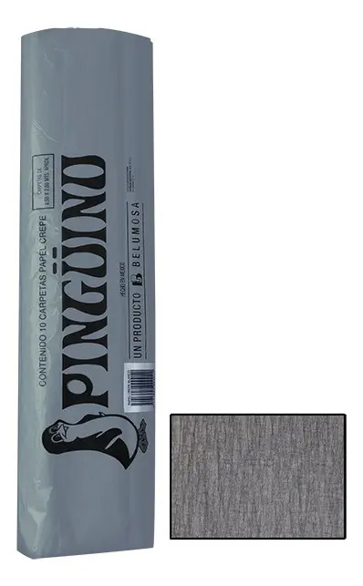 Papel Crepé Pingüino de 50 cm x 200 cm, Pack de 10 Hojas Color Gris