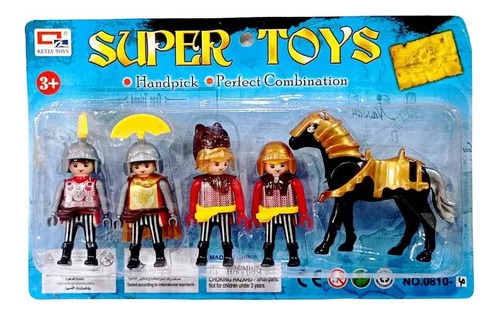 Set X4 Muñecos Articulados Más Caballo Super Toys