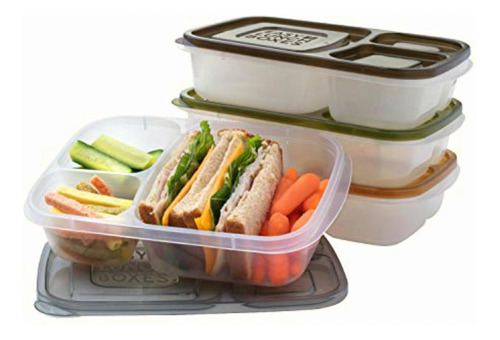 Easylunchboxes 3-compartment Bento Lunch Box Containers, Set