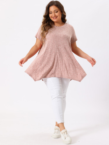 A Blusas Talla Grande Tops Informal Con Dobladillo De