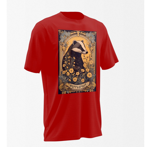 Playera Harry Potter Hufflepuff Manga Corta Estampado Suave