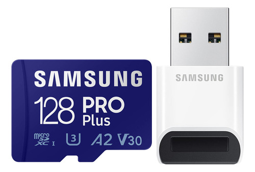 Cartão Memória Samsung 128gb Microsd Pro Plus E Adap Usb