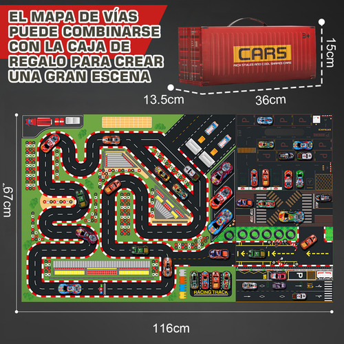 Lictinx 50 Pcs Metal Juguetes De Car Set Carritos Carro Con Caja Map Para niños,Mini Coche De Rally,Coche de retroceso