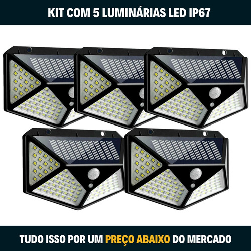 Kit 5 Refletor Residencial Automatico 40w Sensor Movimento