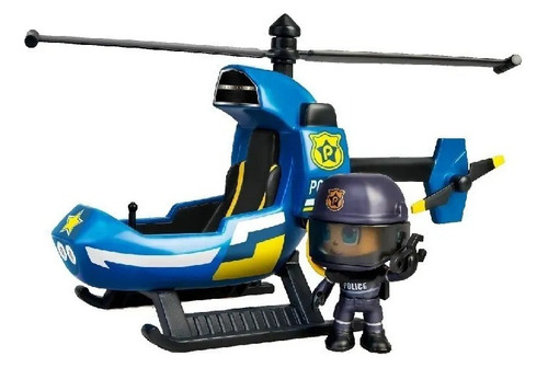 Piypon Action Helicoptero De Policia Con Figura Original