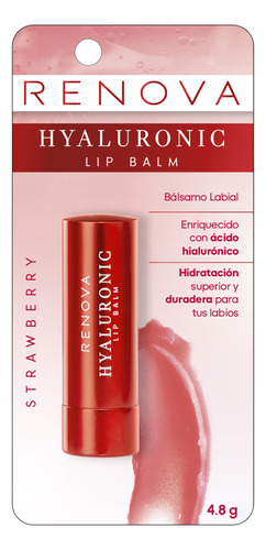 Bálsamo Labial Con Ácido Hialurónico Strawberry Renova 4.8g