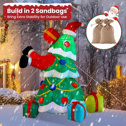 Inflable Arbol De Navidad Inflable De Papa Noel Con Luz Led