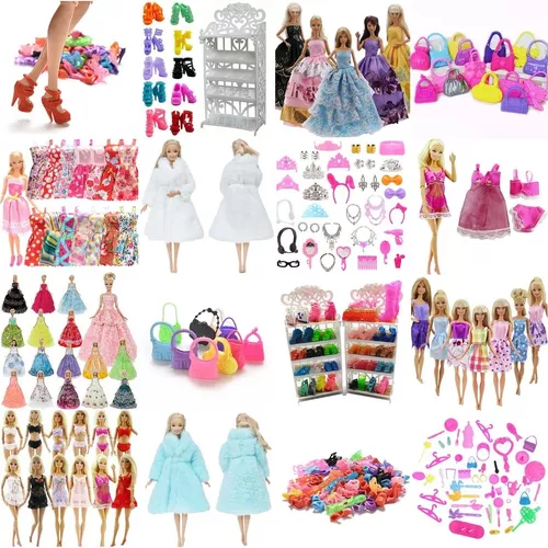 Kit De Acessórios Roupas Para Boneca Barbie e Ken - Sheilinha