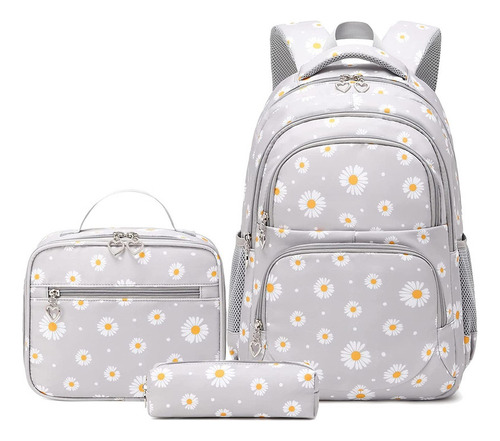 3 Piezas Mochila Con Estampado De Margaritas For Niñas