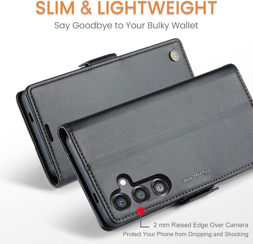 Funda Para Samsung S25 Premium Caseme Leather Cuero Colores Negro