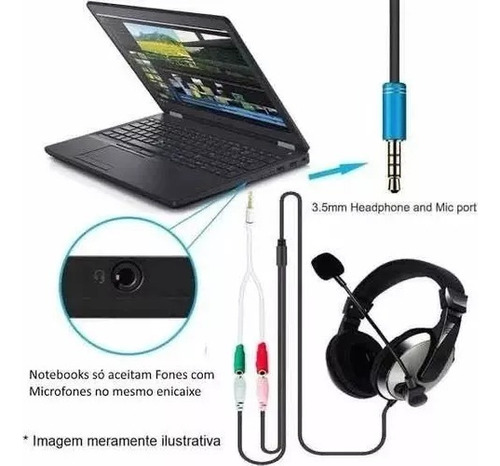 Cabo Adaptador Splitte P2 E P3 Para Fone E Microfone Headset