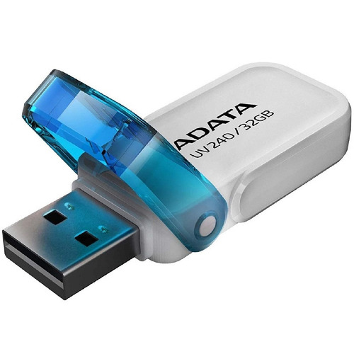 Memoria Usb 32gb 2.0 Adata Uv240 Blanca Azul Con Tapa Nueva