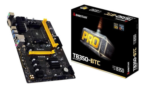 Placa madre Biostar Pro Tb350BTC Chipset B350 Amd Am4 Atx DDR4, color negro