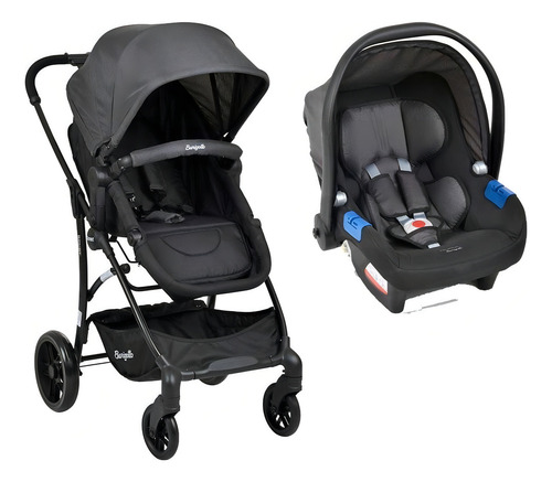 Carrinho Bebe Travel System Burigotto Convert Dark Grey Chassi Preto