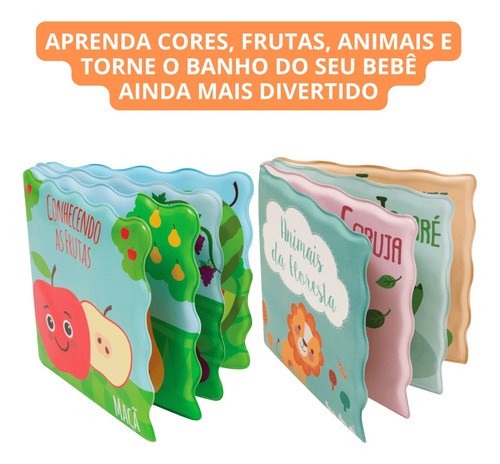 Kit Livrinhos Buba Bebê Banho Educativo Com Animais Frutas