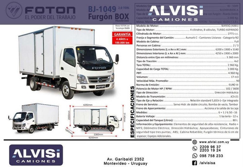 Foton Aumark 1049 Doble Rueda Furgón Térmico 10cm + Iva