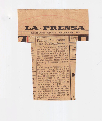 Censura De Libros 1965, Clipp La Prensa