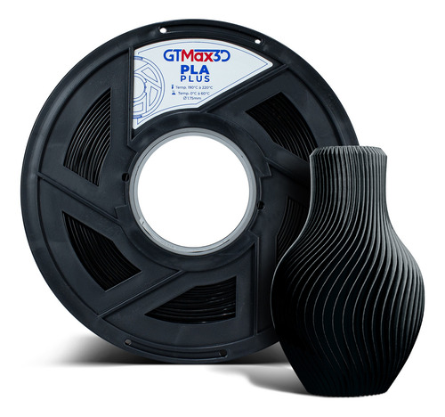 Filamento Pla Plus 1,75mm 1kg - Cores - Gtmax3d Preto Preto