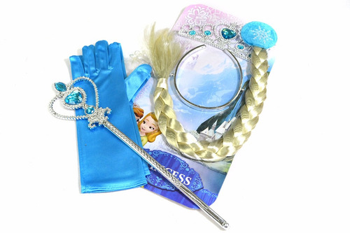 Imagen 2 de 2 de Set Completo De Frozen,trenza,corona, Cetro Y Guantes