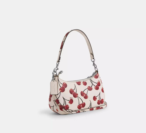 Coach Bolso Cz772 Teri De Hombro Con Patrón De Cerezas Blanco Cerezas Oro Blanco