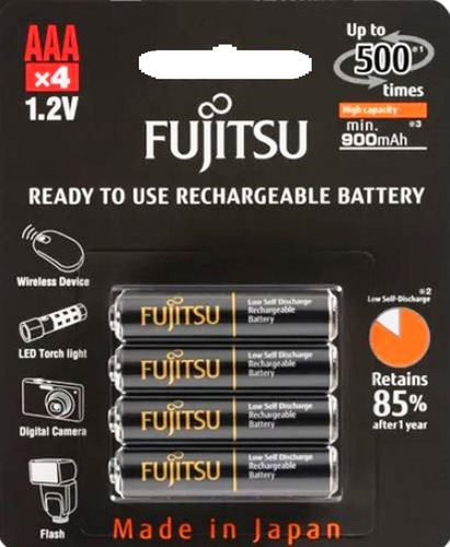 8 - Pilhas Fujitsu Aaa( 900mah) Recarregáveis 500 Recargas