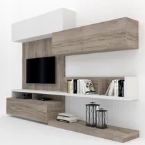 Comprar Modular Vajillero Lcd Led Rack Mueble Para Tv La Font Color Marrón Claro