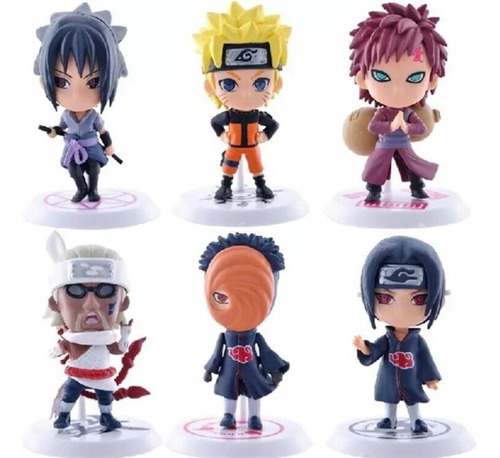 Set 6 Figuras Naruto Shipudden Chibi/ Itachi, Sasuke, Gaara