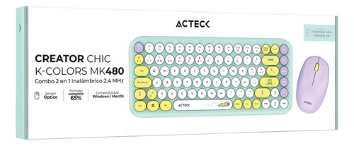 Kit Teclado Y Mouse Acteck Creator Mk480 Inalambrico Tiffany