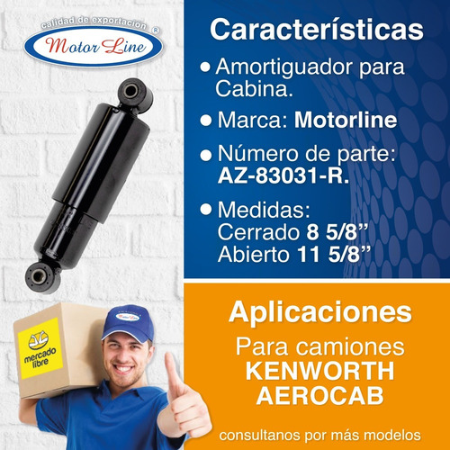 Imagen 3 de 9 de Amortiguador Kenworth Aerocab Cabina Az-83031-r