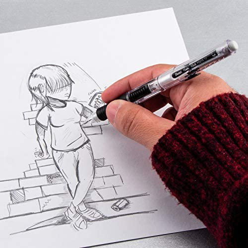 Lápis Mecânico Pentel Quick Click (0,5 Mm), Cano Cinza, Cai