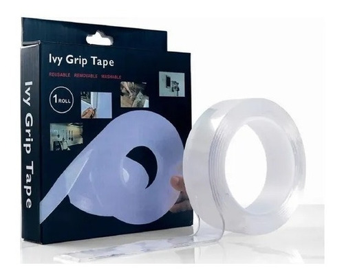 Cinta Doble Contacto Transparente 3 Metros Ivy Grip Tape Color Blanco Liso