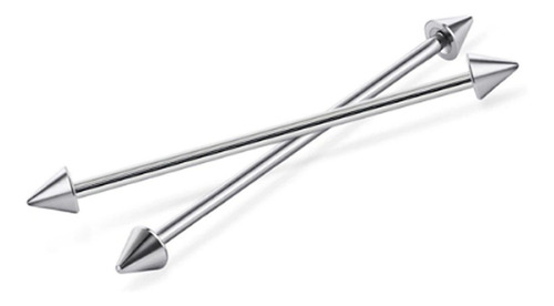 Piercing Para Orelha Transversal Spike Aço Cirúrgico Cor Prata 34mm M2 Piercing