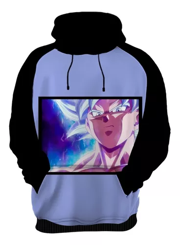 Blusa de Frio Moletom Full Goku Criança Desenho Anime com Capuz