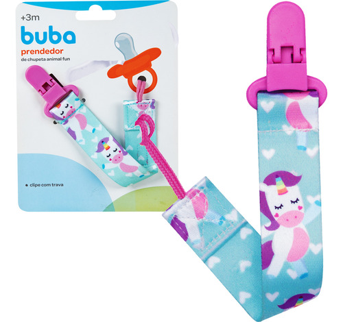 Prendedor Chupetas Buba Com Cordão Animal Fun Divertido Unicórnio