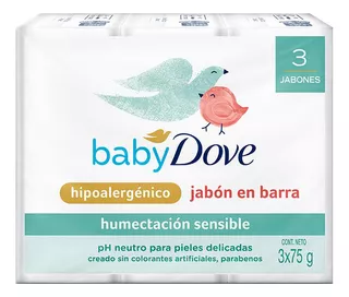 Jabón Barra Baby Dove 3 Pack Humectante X75g