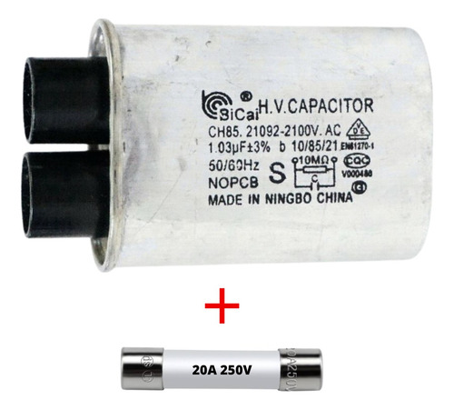 Capacitor Microondas 1.03 Uf 2100v Con Fusible 20a 250v