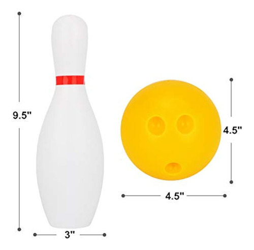 Boliche De Plastico Para Niños Con 10 Pinos Y 2 Bolas Blanco Liso