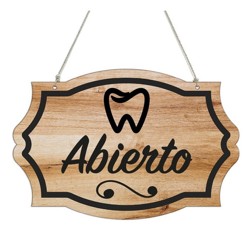 Letrero Dentista Abierto - Cerrado Vintage 30x20 Cm Madera 