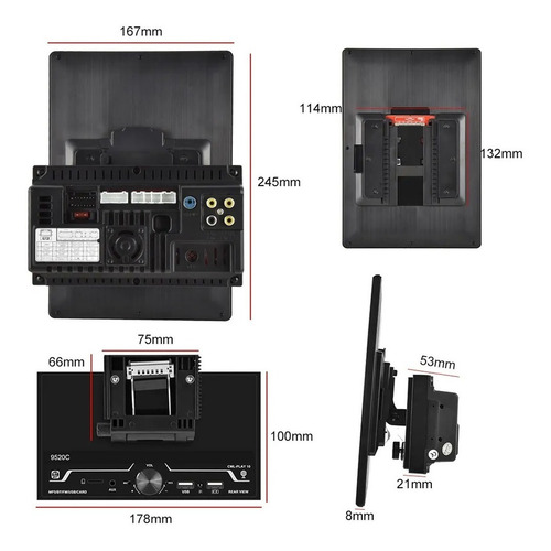 Estéreo Universal 2pin Bluetooth 9520c Auto Pantalla 9.5 .