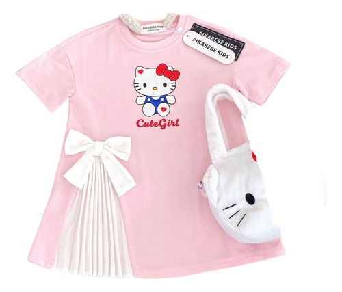 Vestido Sanrio Para Niños, Bonito Vestido Con Lazo Para Niña