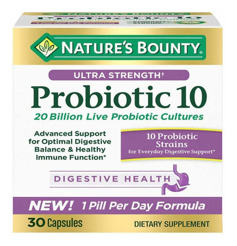 Probiótico Natures Bounty Ultra Strenght 10 Cepas Usa