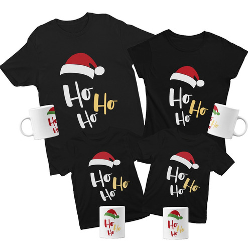 Regalo Navidad Personalizado Familia Gorro 4 Playeras Tazas