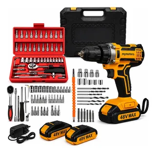 Parafusadeira Furadeira De Impacto 2 Baterias Kit 46 Pecas