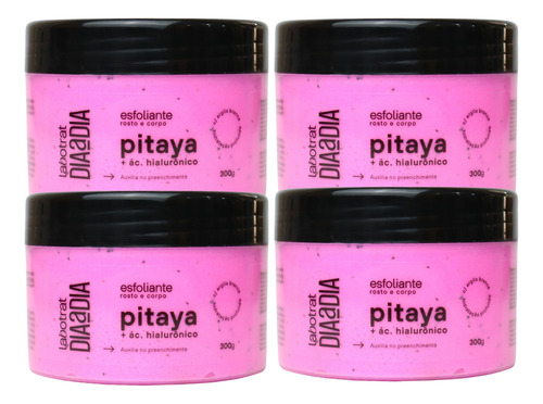Kit 4 Esfoliantes Creme Pitaya Ácido Hialurônico Labotrat