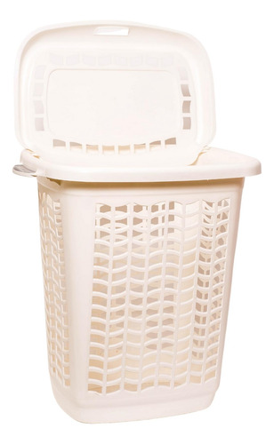Cesto Canasto De Ropa Sucia Rectangular 50l Gemplast Blanco