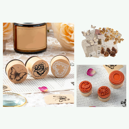 3 Wooden Stamps Set Creative For Diary Planner Stationery